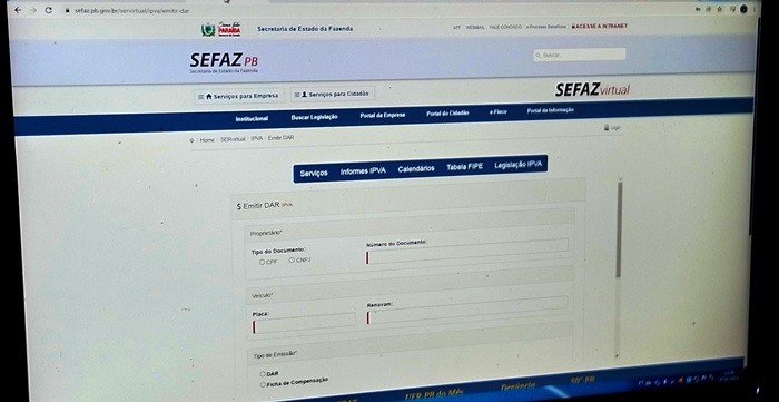 Paraíba libera emissão de boleto do IPVA de veículos de placa com final 1